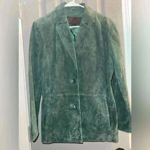 Women’s Sienna 100% Leather Blazer with lining in green size 8 EUC
